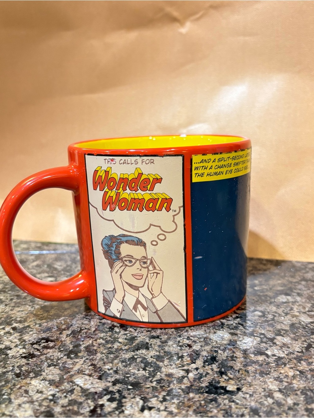 Wonder Woman Comic Ceramic Mug - Red, Blue & Yellow